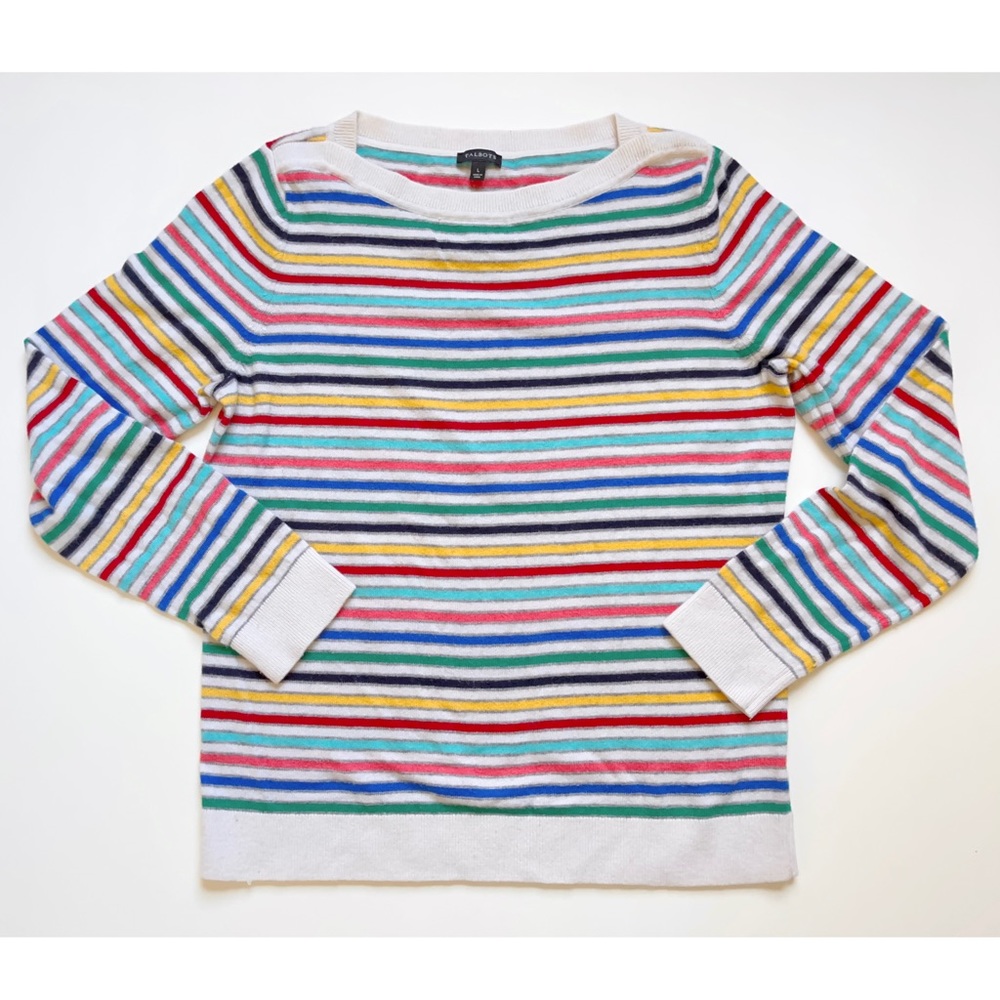 Lambswool Sweater Rainbow Boatneck Talbots Dopamine Style
